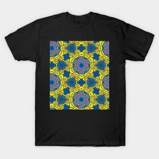 Mandala folklore ornament - blue-yellow T-Shirt